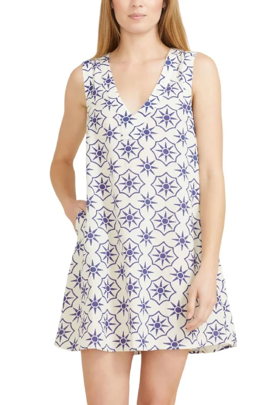 Special Savings Natalia Dress In Blue/cream