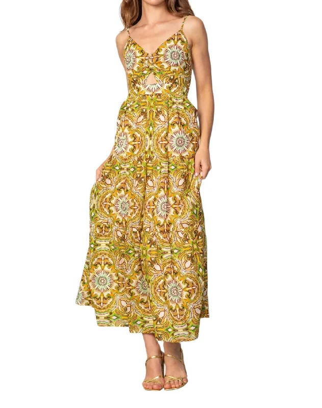 Deep Discounts Aurora Maxi Dress In Lime Green Multi