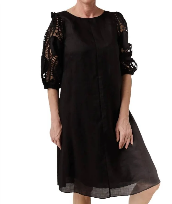 Midnight Madness Dress With Crochet Details In Black