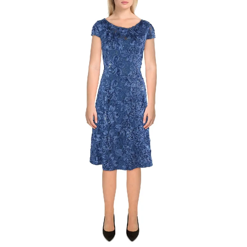Must-Have Deals Petites Womens Lace Sequined Cocktail And Party Dress