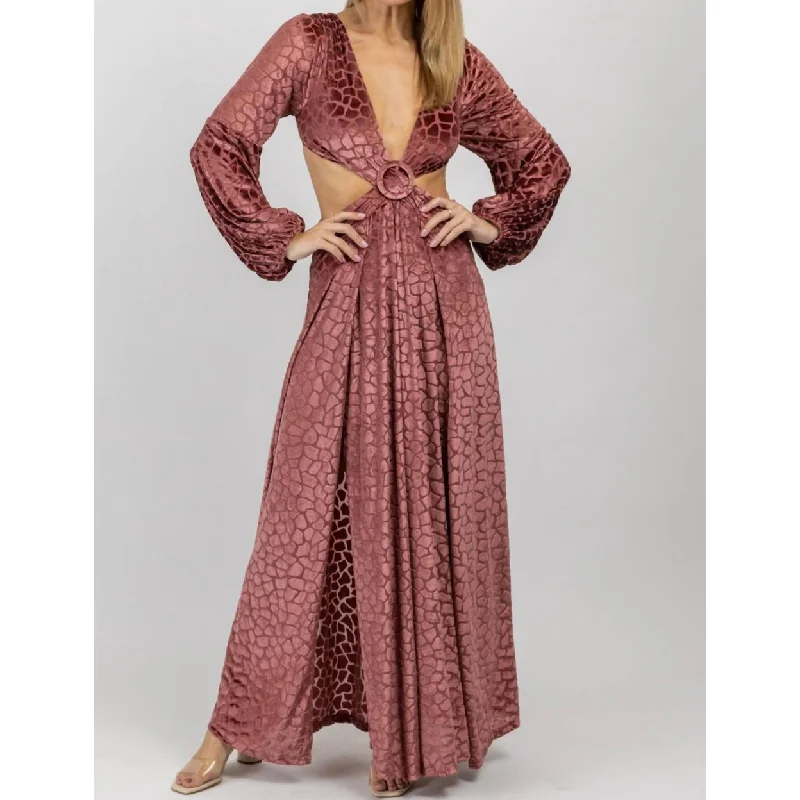 Quick Sale Spotted Velvet Maxi Slit Dress