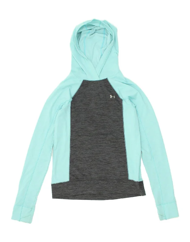 Markdown Madness UNDER ARMOUR Womens Hoodie Jumper UK 6 XS Blue Colourblock