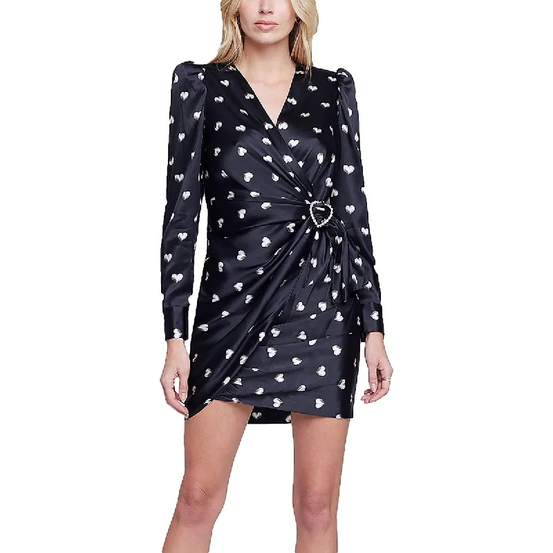 Take Advantage Clarice Womens Printed Mini Wrap Dress
