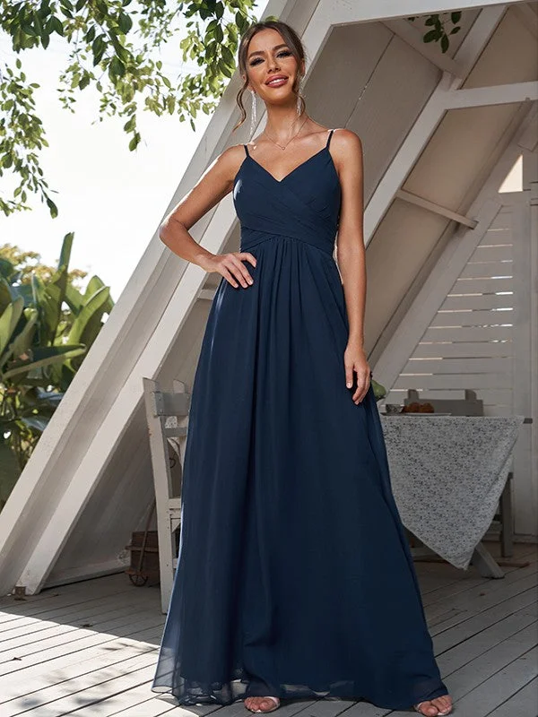Act Now A-Line/Princess Chiffon Ruched V-neck Sleeveless Floor-Length Bridesmaid Dresses Act Now A-Line/Princess Chiffon Ruched V-neck Sleeveless Floor-Length Bridesmaid Dresses