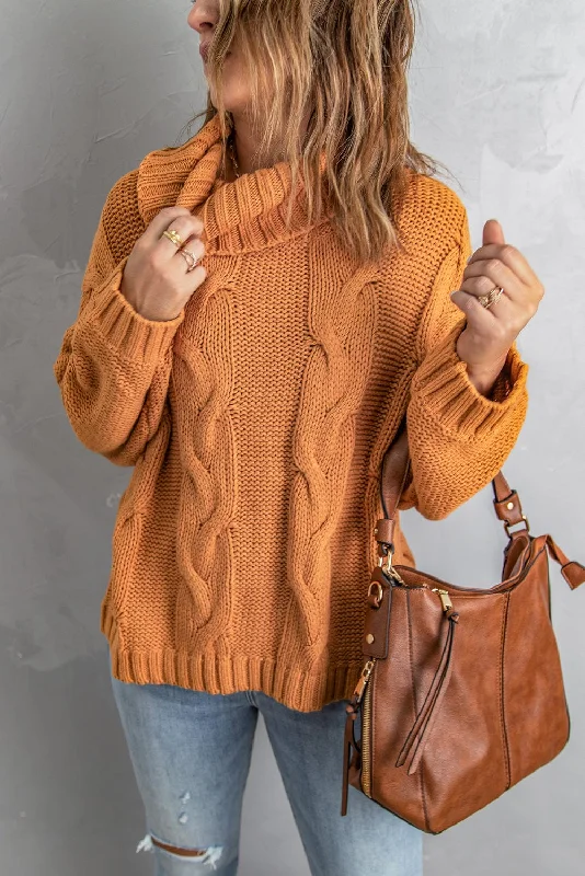 Overstock Loose Fit Cable Knit Sweater - Yellow