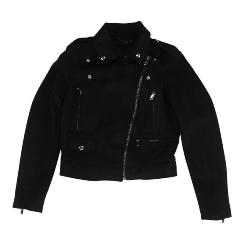 Buy More, Save More Black Solid Faux Leather Jacket