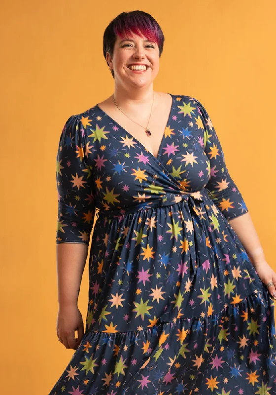 Bargain Prices Avita Multi Coloured Star Print Tiered Hem Midaxi Dress