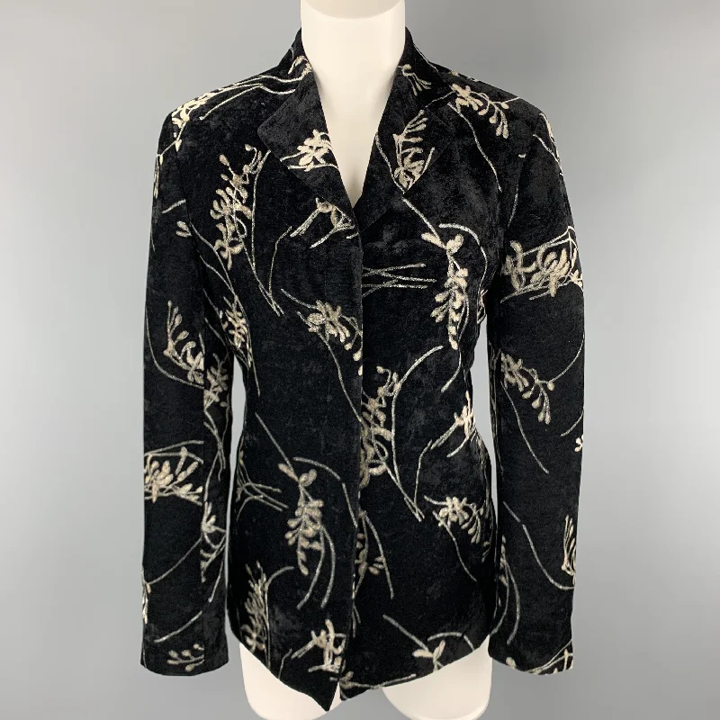 Special Buy GIORGIO ARMANI Size 4 Black & Grey Floral Velvet Blazer