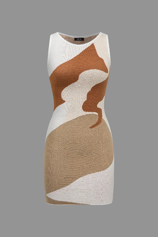 Clearance Sale Basic Abstract Print Sweater Dress