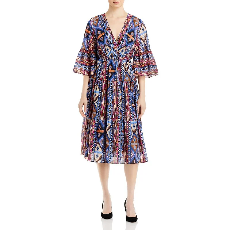 New Deals Womens Printed Midi Wrap Dress