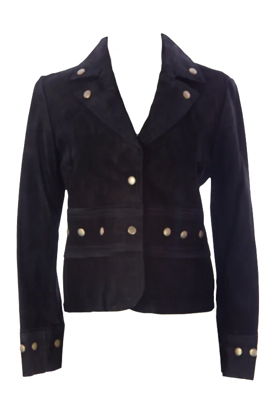 Price Cut LUCIANO ABITBOUL Women's Rona Black Suede Blazer Style Jacket $649 NEW