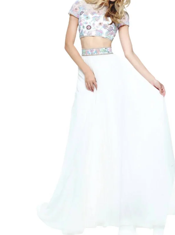 Clearance Event Bohemian Two-Piece Prom Dress In Ivory/multi