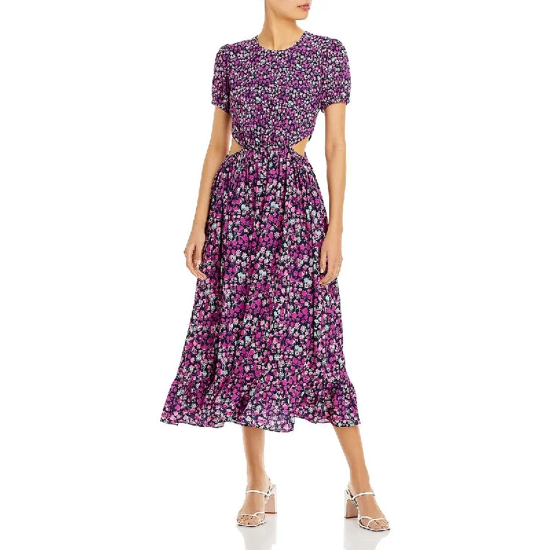 Online Only Womens Floral Cutout Midi Dress