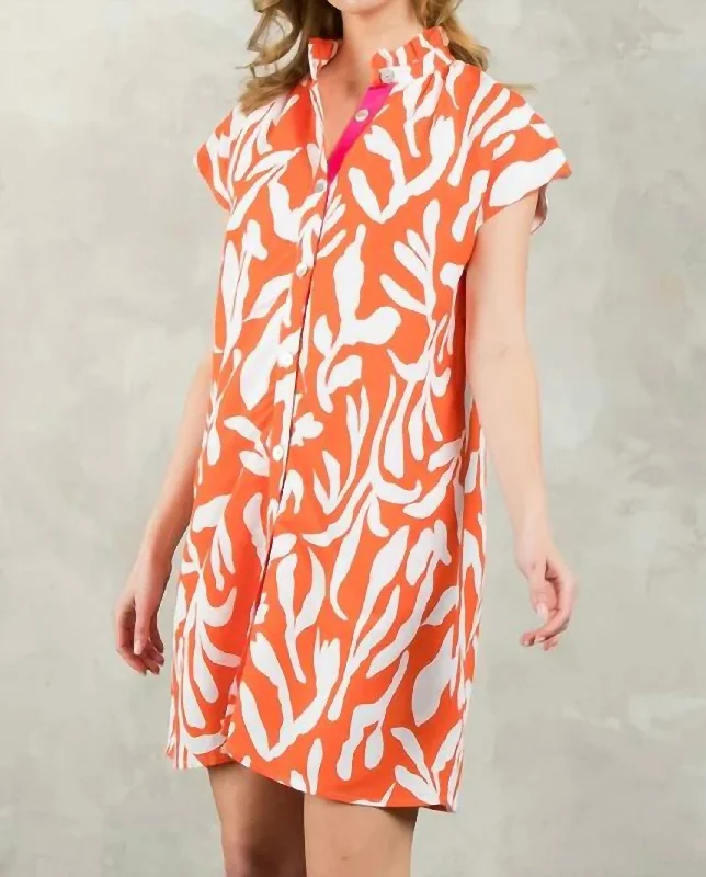 Discount Mania Marrisa Dress In Orange White