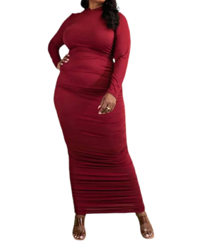 Special Price Hooded Maxi Dress In Burgundy