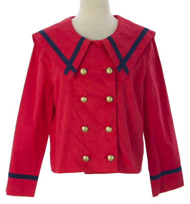 Sale Event PRIORITIES Women's Red 3/4 Slv Cropped Sailor Jacket #41577 $98 NEW