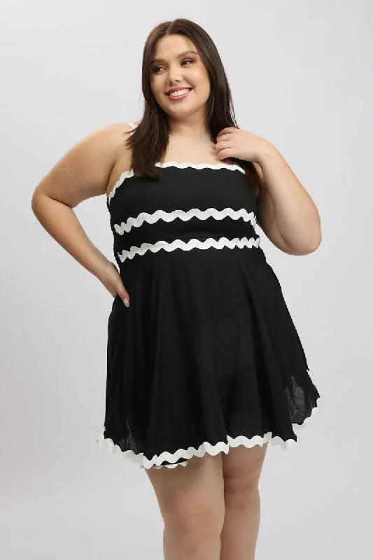 Weekend Flash Sale Black Ric Rac Trim Mini Dress