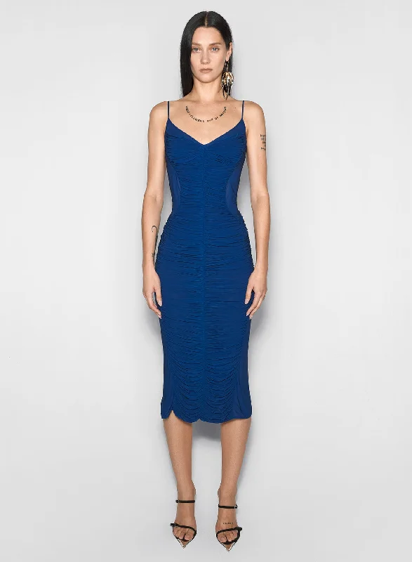 Special Offer blue ruched dress