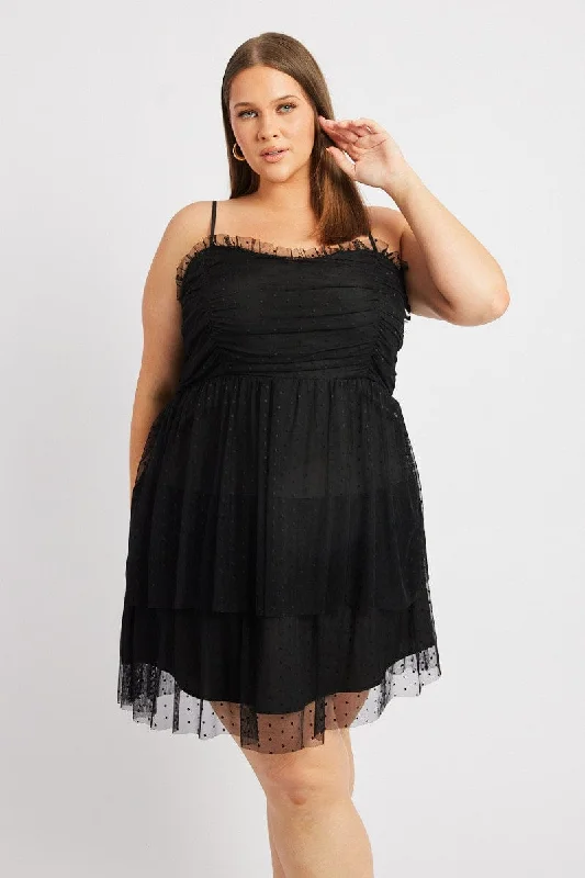 Clearance Event Black Tulle Frill Party Dress