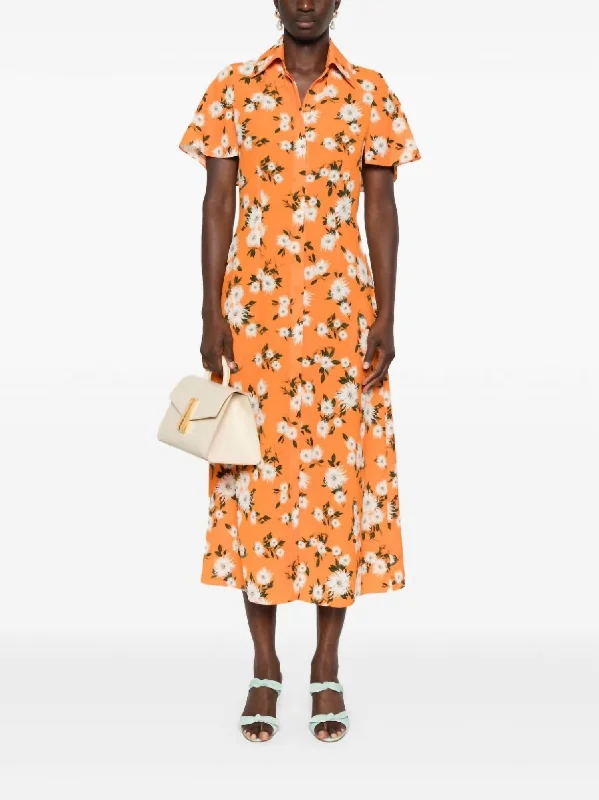 Massive Deals Florencia Midi Dress In Orange Dehlia