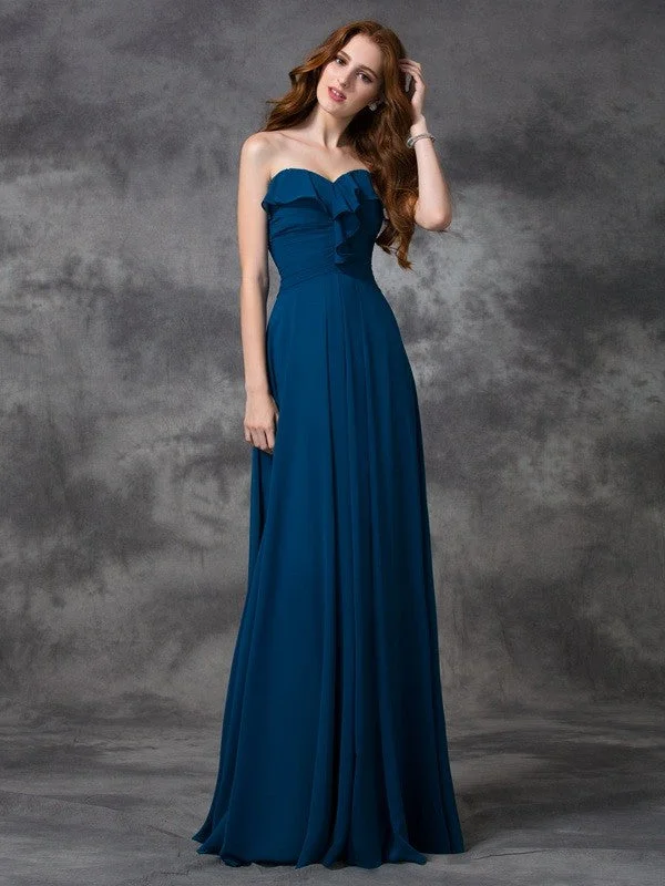 Daily Deals A-line/Princess Sweetheart Ruffles Sleeveless Long Chiffon Bridesmaid Dresses Daily Deals A-line/Princess Sweetheart Ruffles Sleeveless Long Chiffon Bridesmaid Dresses