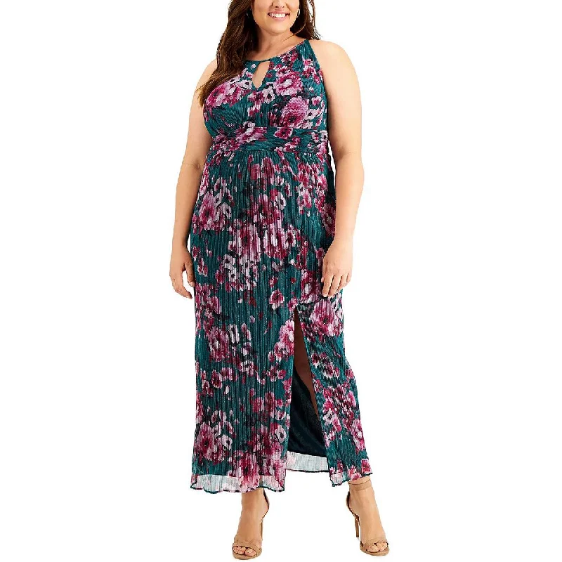 Today Only Plus Womens Chiffon Metallic Evening Dress