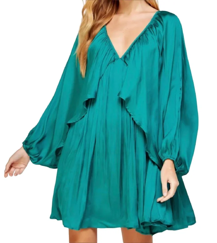 Super Sale Shirred Mini Dress In Verdigras