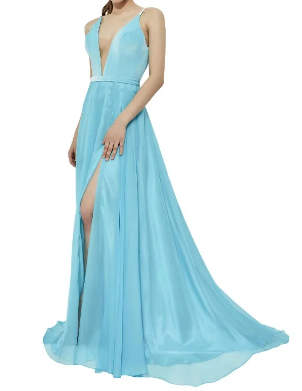 Today's Special High-Slit Prom Dress In Turquoise