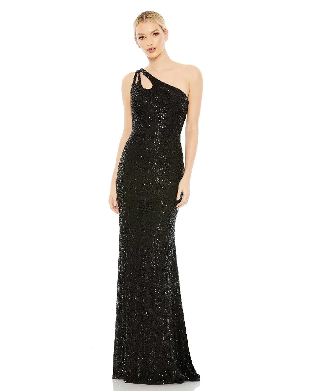 Value Deals Sequined Strappy One Shoulder Column Gown