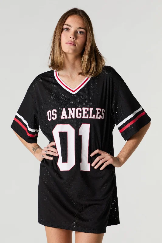 Deal Dash Los Angeles Graphic Mesh Jersey Dress