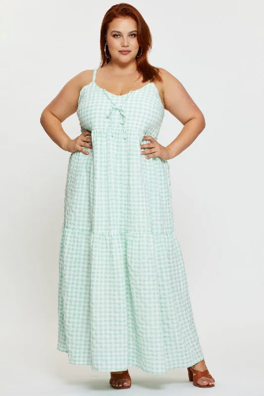 Exclusive Preview Check Maxi Dress V-neck Sleeveless