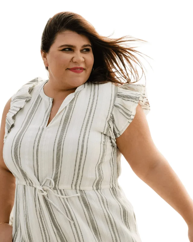 Early Access Caralyn Dress | White/Gray Stripe