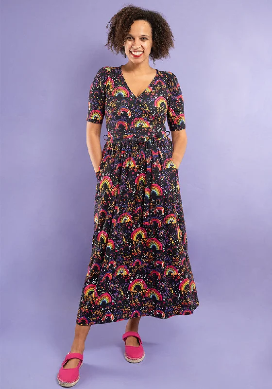Final Markdown Mya Multi Coloured Animal & Rainbow Print Midaxi Dress