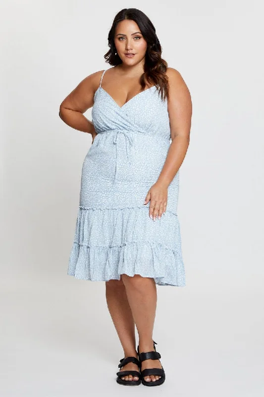 Final Clearance Geo Print Skater Dress V-neck Sleeveless