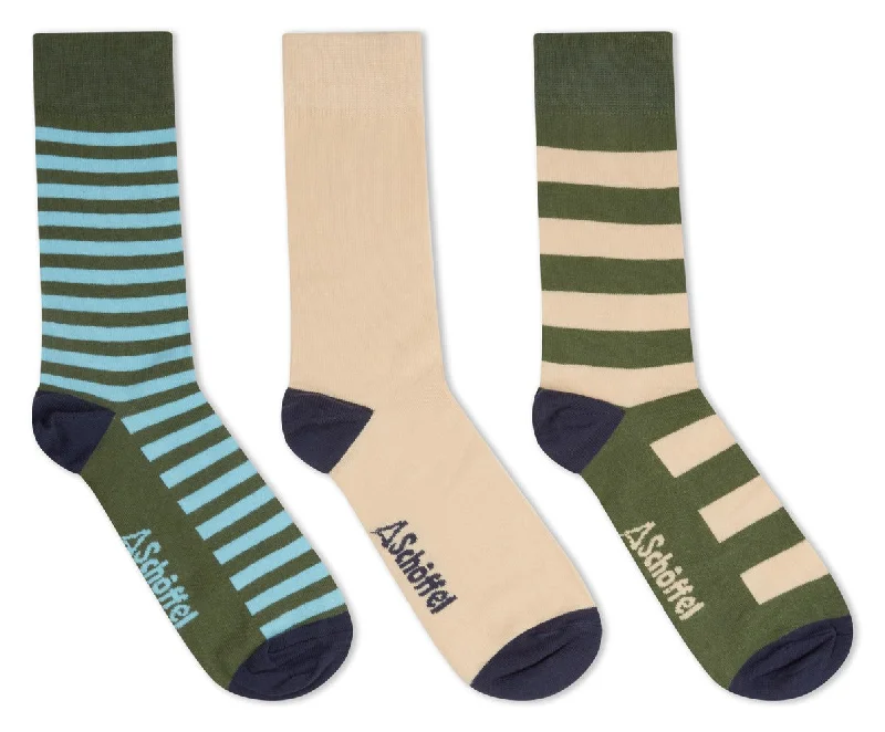 Limited Availability Bamboo Sock (Box Of 3) - Cedar Stripe