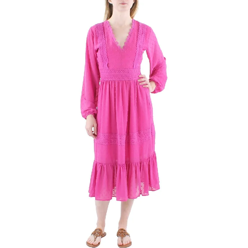 Loyalty Reward Womens Applique Cotton Midi Dress