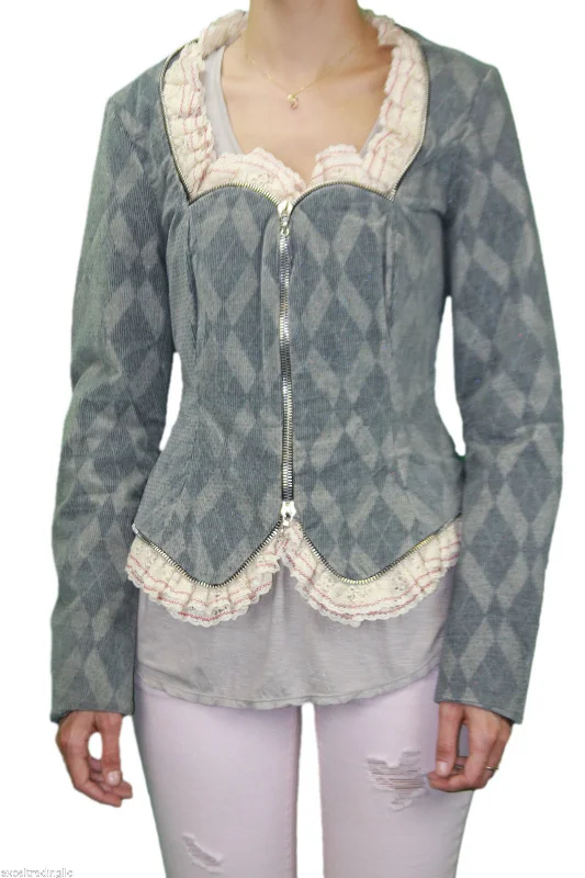 Price Slash CUSTO BARCELONA Women's Silver Corse Lace Trim Jacket RT592307 $787 NWT Price Slash CUSTO BARCELONA Women's Silver Corse Lace Trim Jacket RT592307 $787 NWT