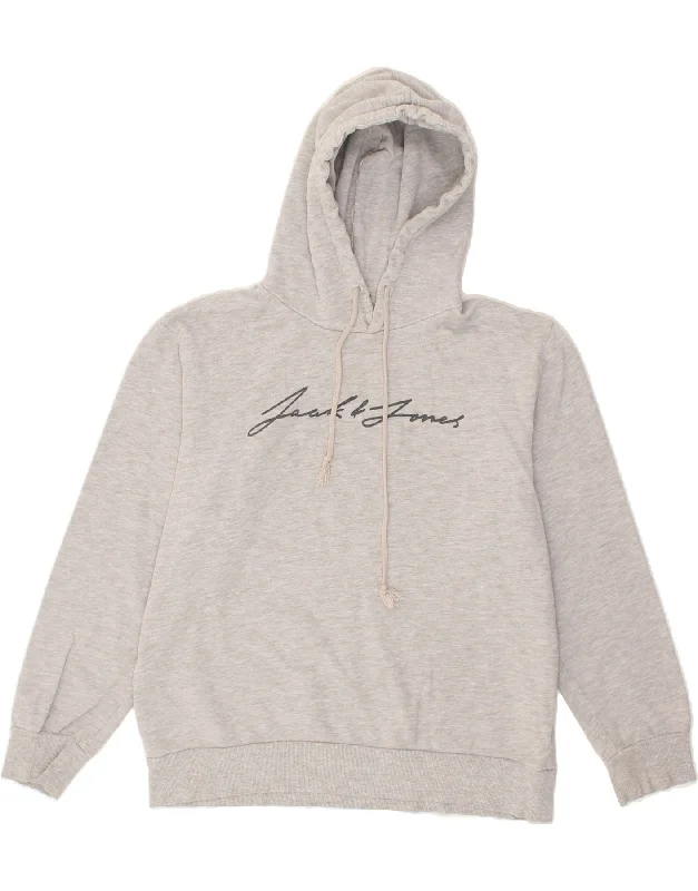 Online Specials JACK & JONES Womens Graphic Hoodie Jumper UK 18 XL Grey Cotton