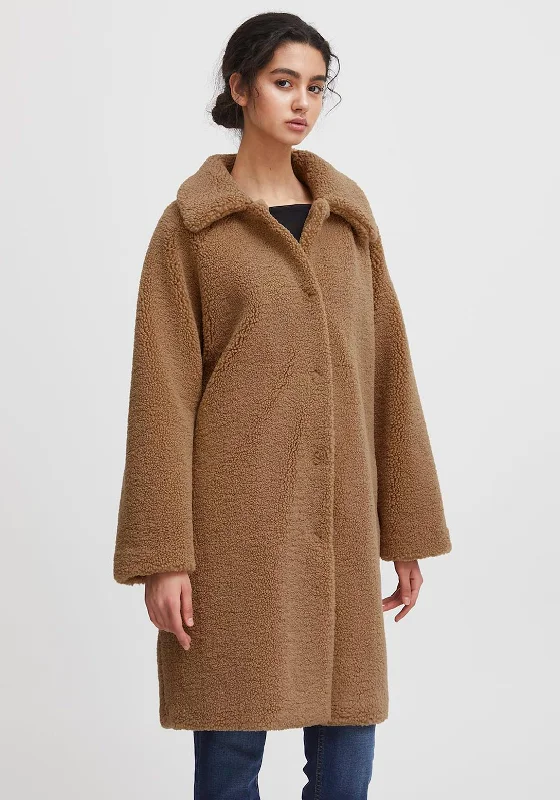 New Markdowns Ichi Harlene Cosy Teddy Fleece Coat, Tigers Eye