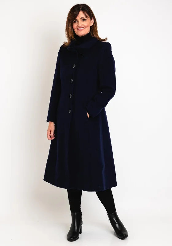 New Deals Christina Felix Wool Cashmere Folded Collar Long Coat, Ink