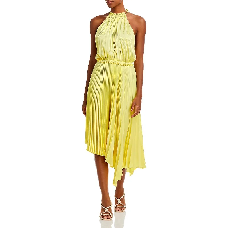 Inventory Reduction Claudia Womens Pleated Halter Cocktail And Party Dress