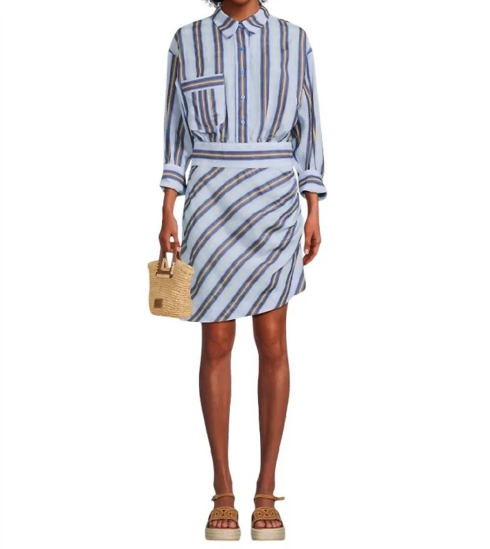 Weekend Flash Sale Mini Shirt Dress In Indigo Stripe