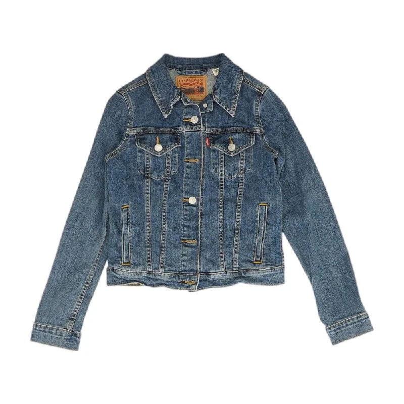 Super Deal Blue Solid Denim Jacket