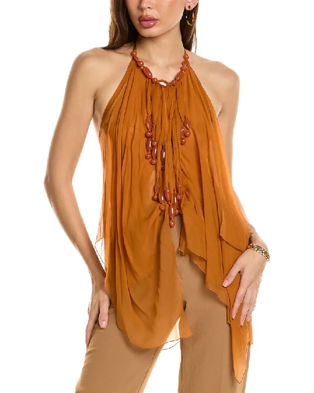 Today’s Deal Alberta Ferretti Draped Chiffon Silk Top