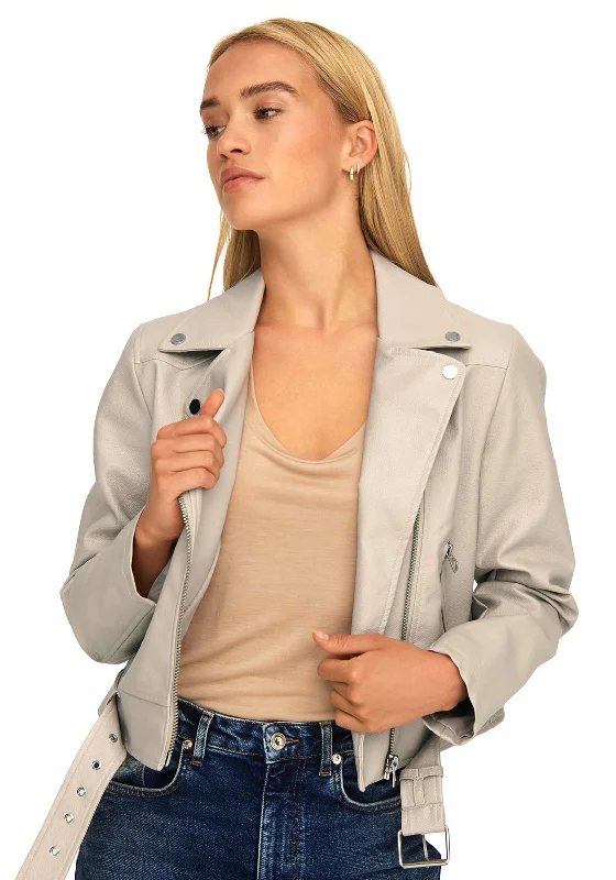 Buy More, Save More JDY Faux Leather Biker Jacket, Chateau Gray