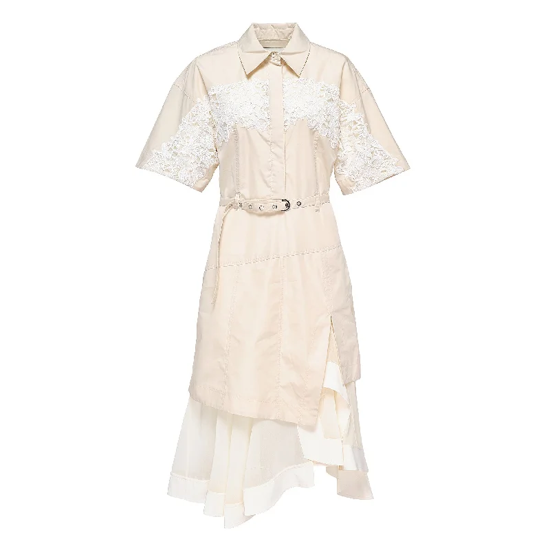 Limited Time Discount Cascade Hem Combo Shirt Dress