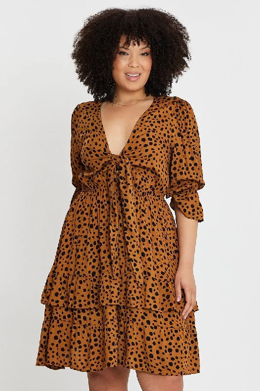 Discount Days Geo Print Front Tied Dress