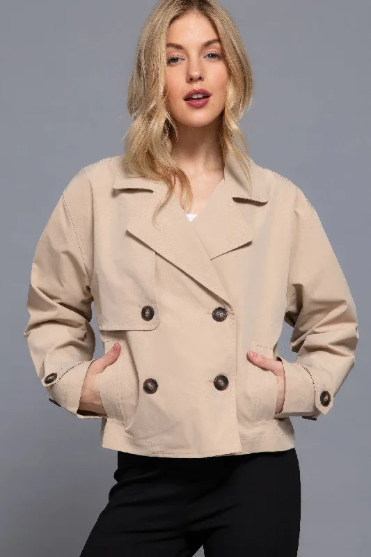 Can't Be Beat Double Breasted Short Trench Jacket