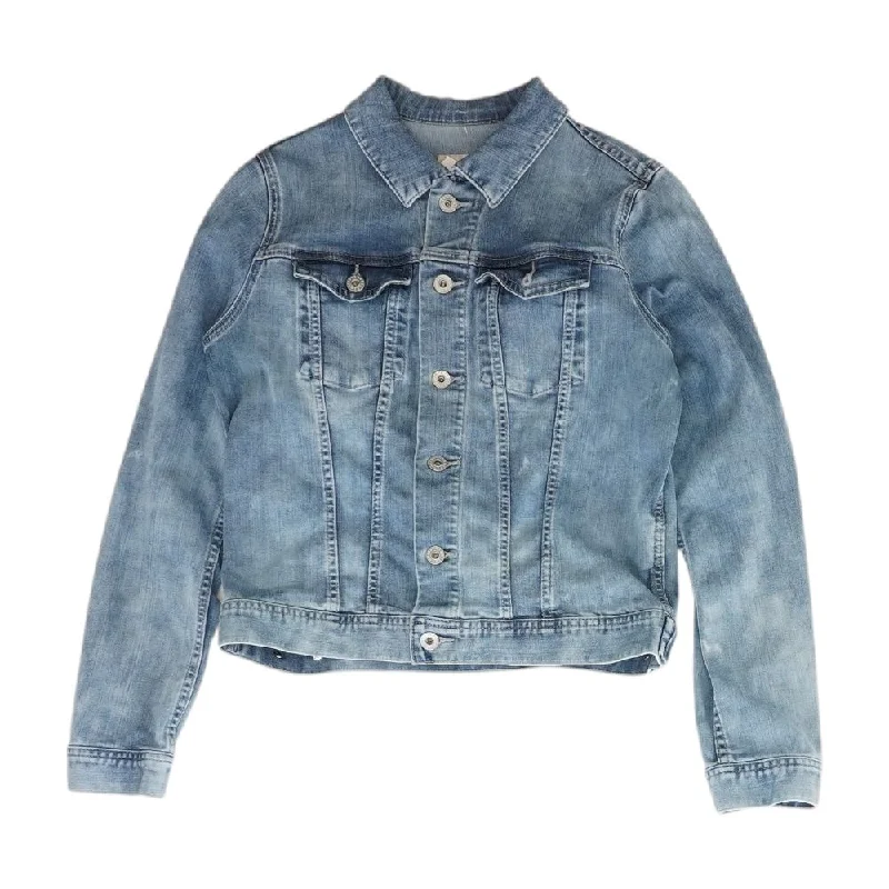 Blowout Deals Blue Solid Denim Jacket