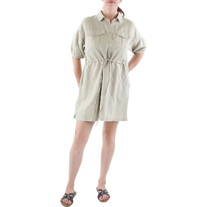 Extra Savings Womens Tie Front Mini Shirtdress